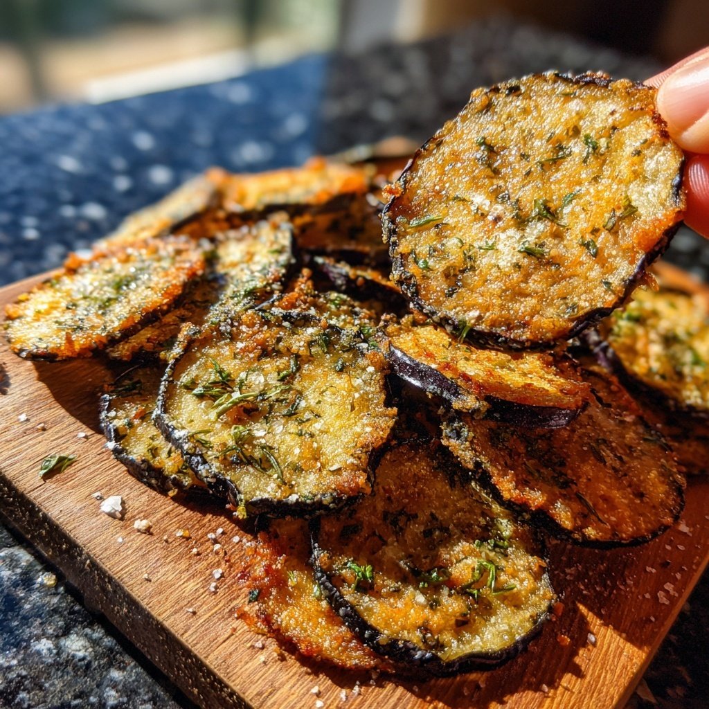 Crispy Eggplant Garlic Chips