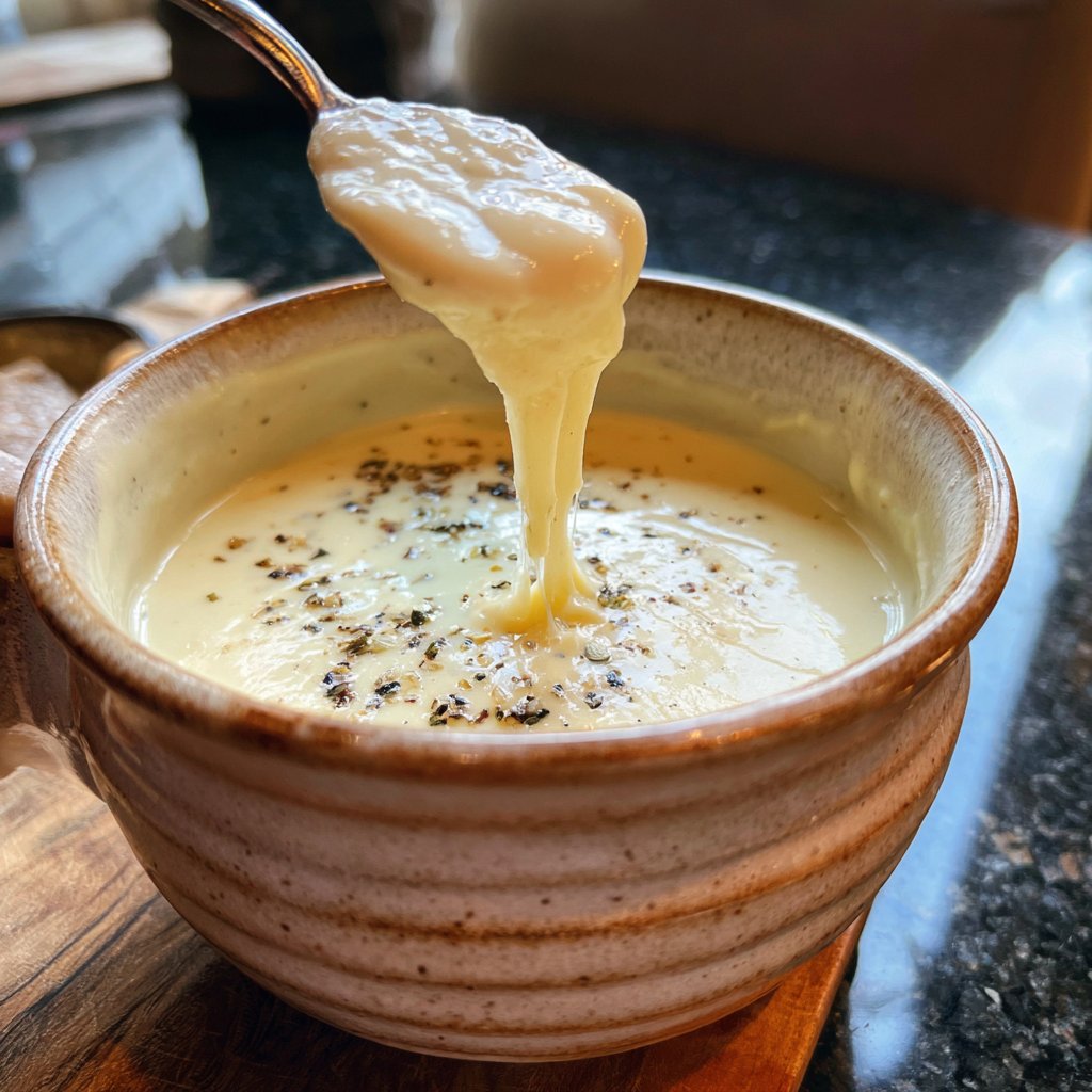 Fondue with White Wine and Garlic