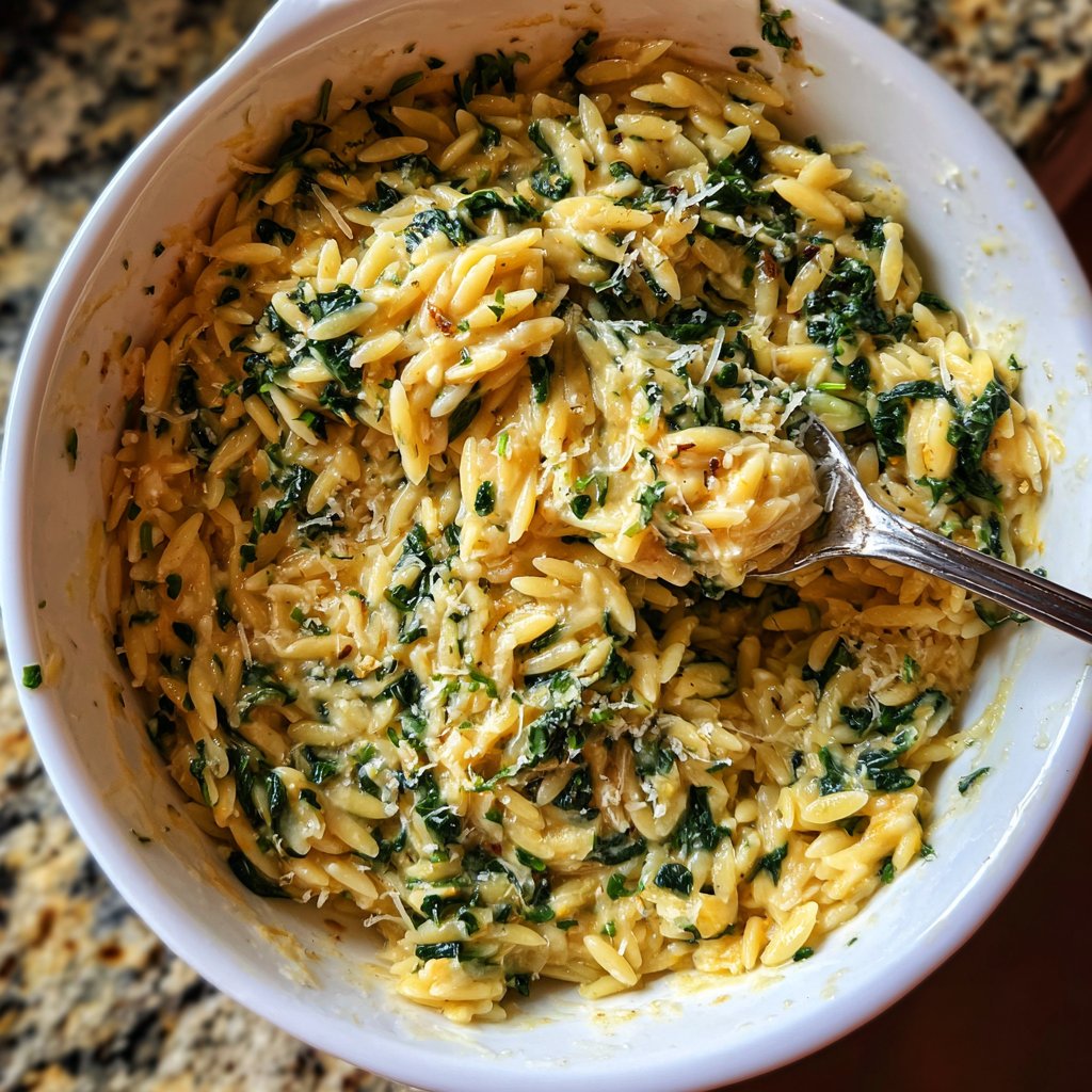 Creamy Spinach Parmesan Orzo