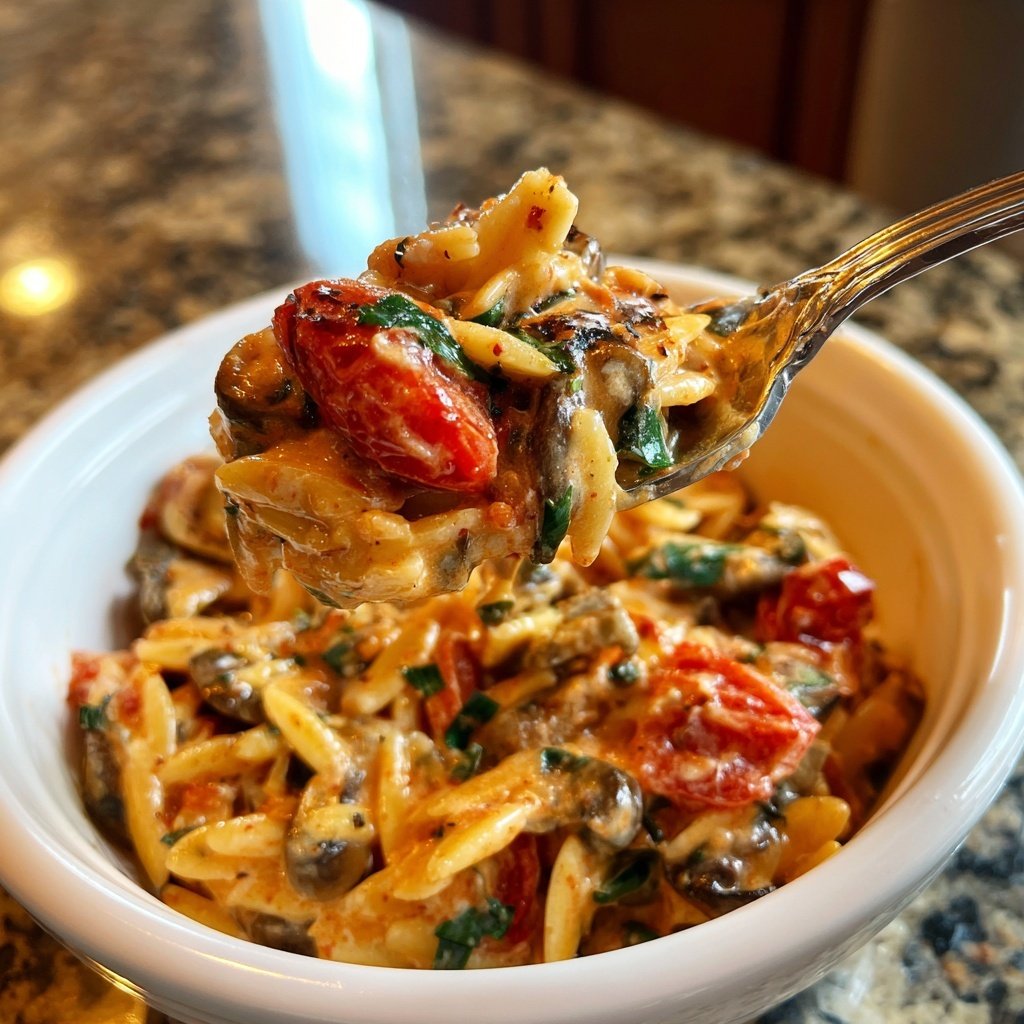 Creamy Tomato Mushroom Orzo