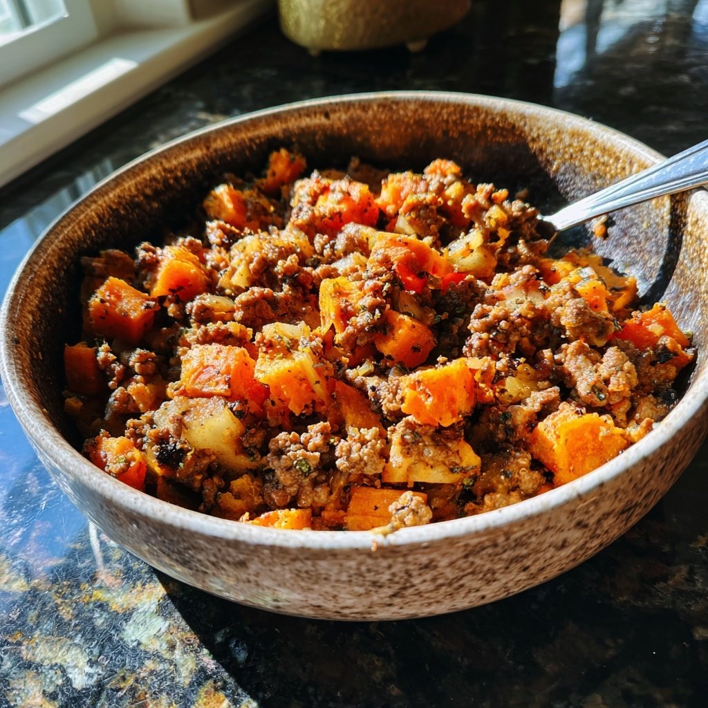 Ground Beef And Sweet Potato Hash