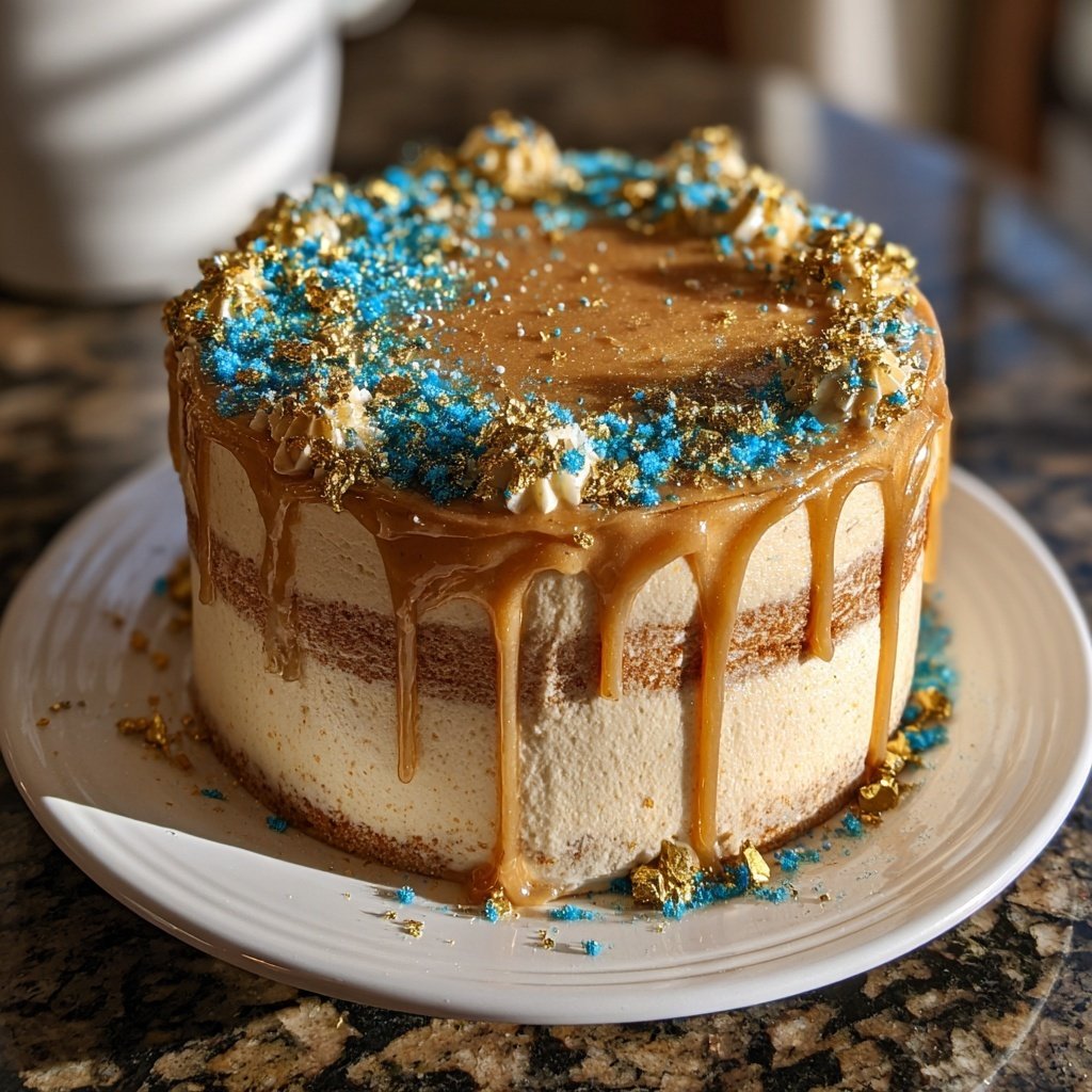 Pisces Cake Blue And Gold Theme