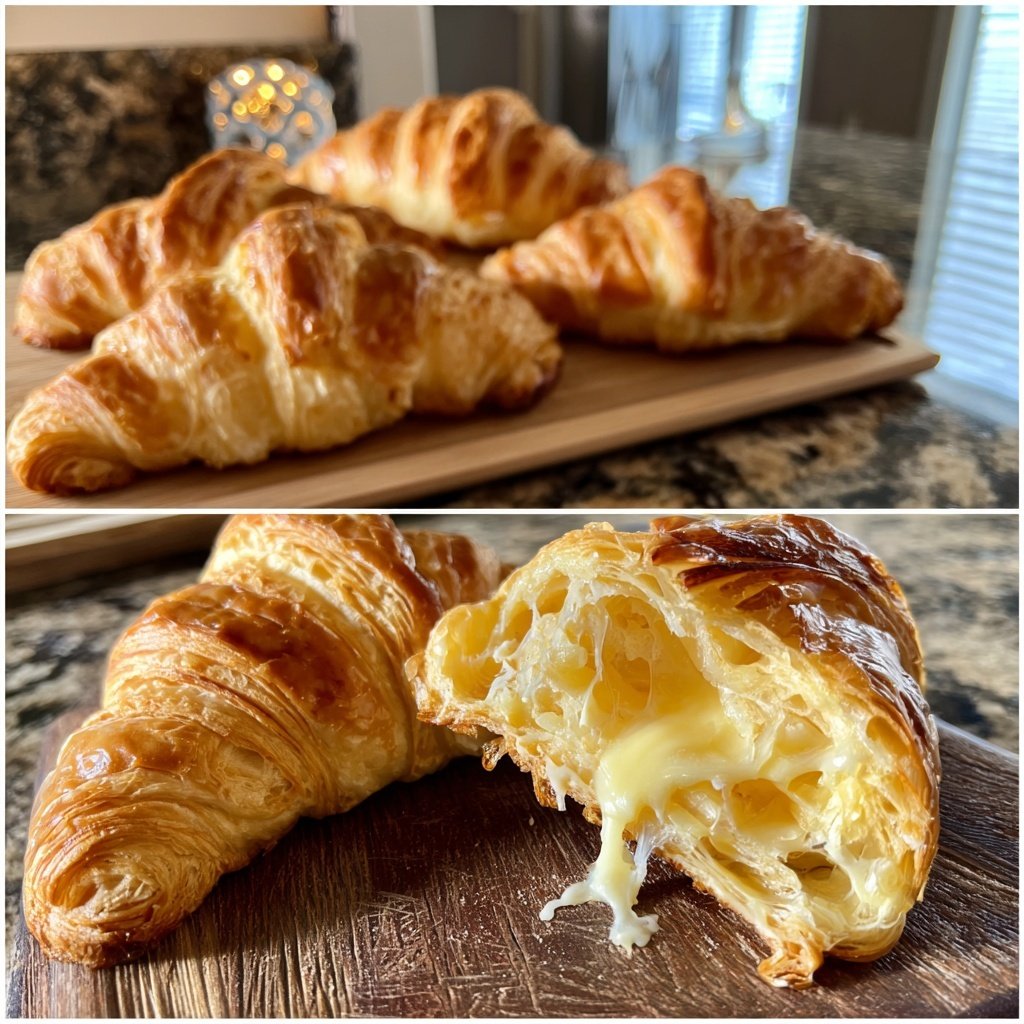 Flaky Breakfast Croissants With Butter