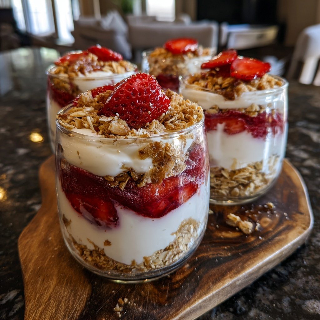 Strawberry Cheesecake Oat Parfaits